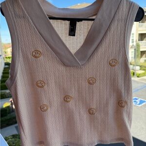 Forever 21 Cream Tank Top with Gold Accents